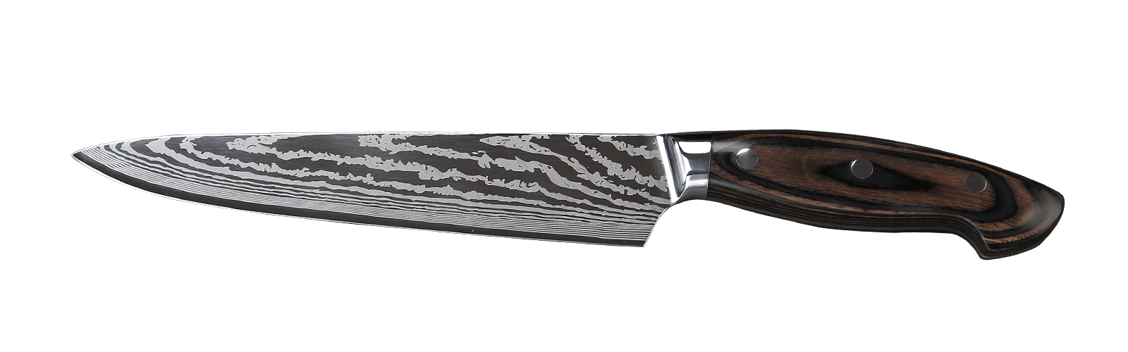 This knife line is one-piece, hot-drop hammer forged, which produces the strongest blade from heel to tip. The blades are heat treated and cooled to achieve a Rockwell of 57-58. The three-step, 15° Elité edge is hand stropped on a cloth wheel, creating the sharpest possible cutting surface on an edged tool. The bolsterless heel simplifies all cutting, sharpening and honing tasks, making use of the entire blade from heel to tip.