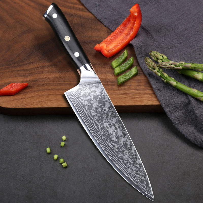 Best Handmade VG 10 Damascus Steel Japanese Chef Knife USA   Best Knives For Cutting Meat Chef Knife 8 Inch Balck G10 Handle Wholesale Price 3 800x800 