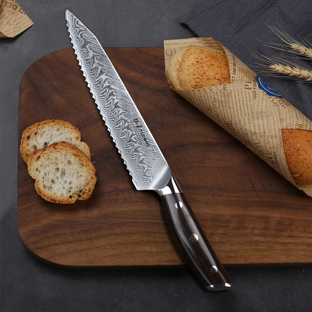 2 Bread Knives 8 Blade Stainless Steel Sharp Serrated Knife Cutter Slicer Chef