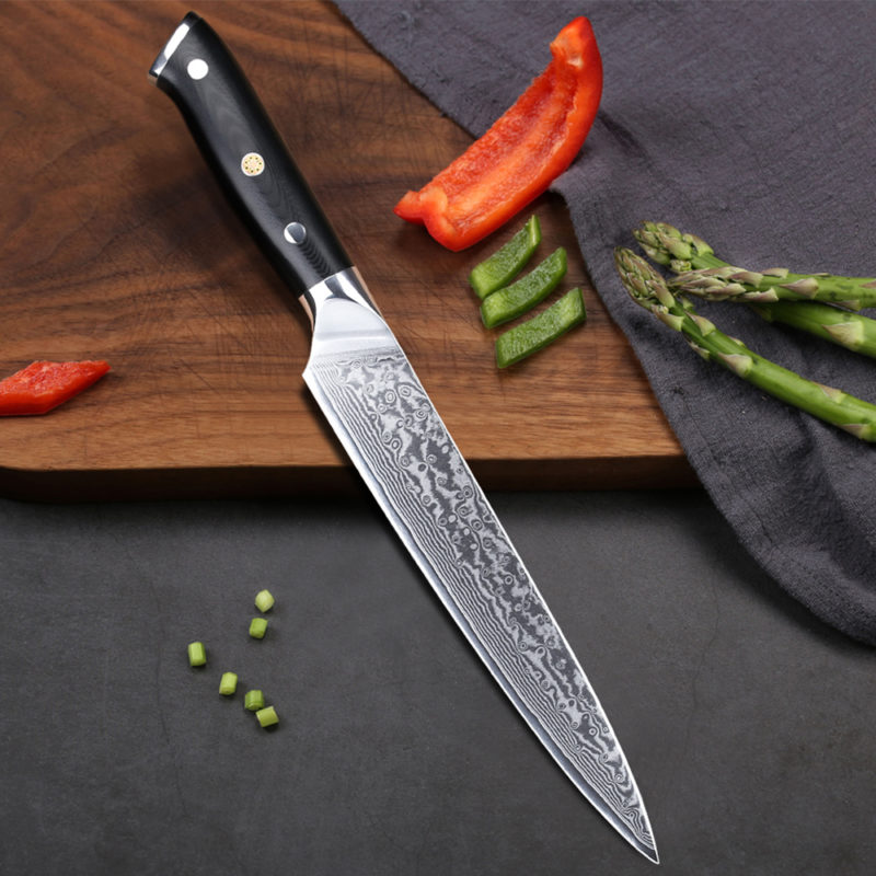 OEM Carving Knife, 8inch, Black Full Tang G10 Fiberglass Handle