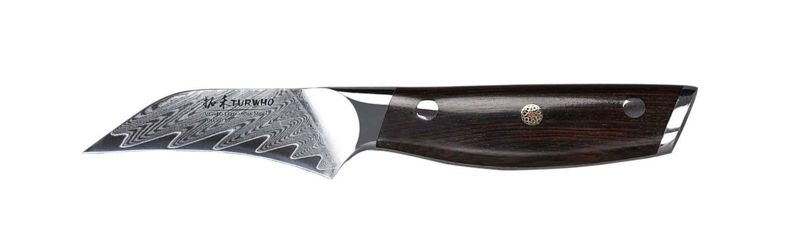 Birds Beak paring knife is a master of intricate cuts. With a blade shape resembling that of a bird's beak, the short, curved blade is exceptional at fluting mushrooms or creating decorative fruit or vegetable garnishes and for prepping small, spherical fruits and vegetables. This blade is also exceptional at peeling potatoes, apples, and all manner of modest-sized round fruit and vegetables. As essential tool in every chef’s drawer.