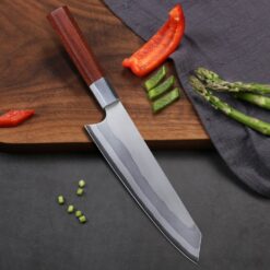 This professional 8-inch chef knife can easily handle your daily kitchen tasks of chopping, slicing, mincing, and dicing of fruits, vegetables, and several meat varieties. A truly versatile experience. There is no need to worry about many knives mess up your kitchen