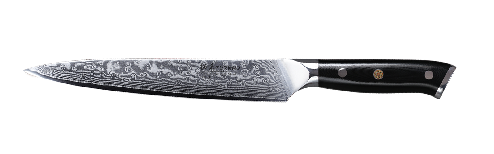 Classic Damast carving knife you can cut roasted meat into slices or pieces. This is also called tranching. This is possible with a chef's knife, but with a carving knife you can cut even thinner slices, often because the blade is narrower.