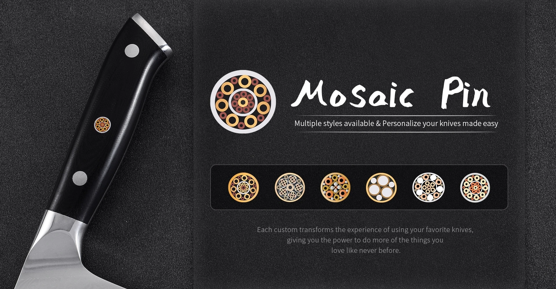 Custom Knife Mosaic Pin 33 layer Damascus stainless steel is gorgeously used to craft these beautiful cutlery and matte finish is applied after mirror polishing to achieve a subtle luster. The expert's technique by skilled craftmen in Seki realizes razor sharp edges through their carefully finishing process. The "MIYAKO" blades are quite durable and its sharpness will last for a longer time. The unique ans stylish "R" shape design is applied to the handle to more comfortably fit chef's hand. The blades are hand sharpened to ensure maximum sharpness out of the box.