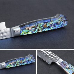 Damascus Bread Knife Paua Abalone Handle