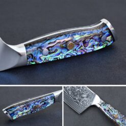 Cleaver Knife with Paua Abalone Handle