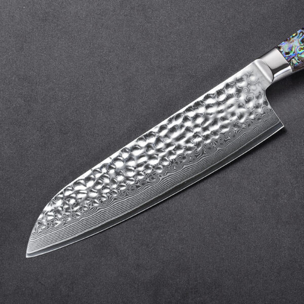 Best Damascus Steel Japanese Santoku Knife with Paua Abalone Handle