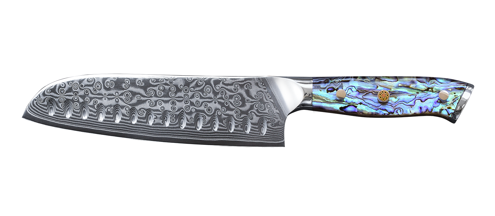 Santoku - All Purpose Knives Stamped and laser cut from single piece of Wustof tempered stainless steel alloy Hollow edge creates air pockets for slicing thinly or soft foods without sticking