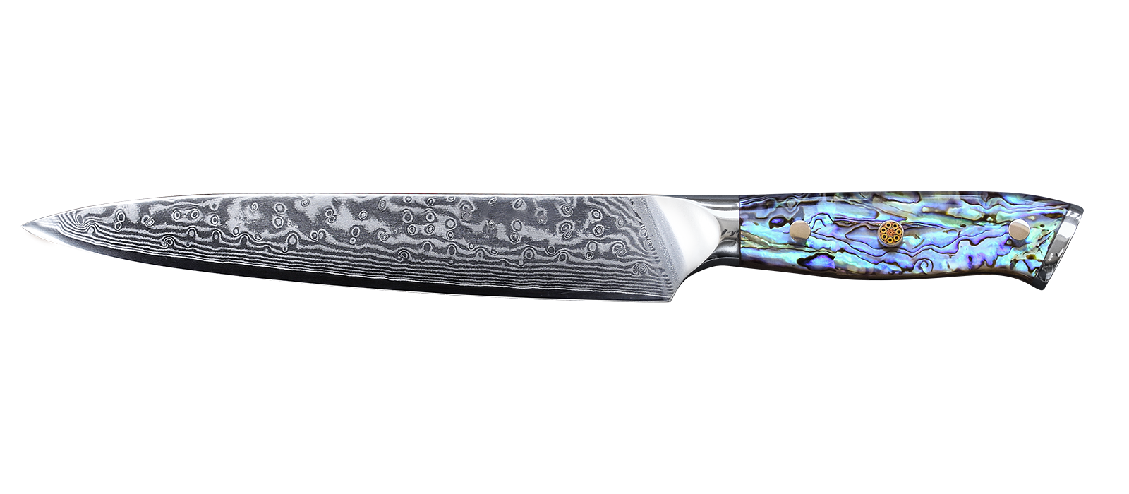 Kitchen Carving Knife The higher carbon stainless steel allows the knife to be more flexible and thinner. This gives the blade excellent blade retention and a nice score of 55+ on the Rockwell scale.