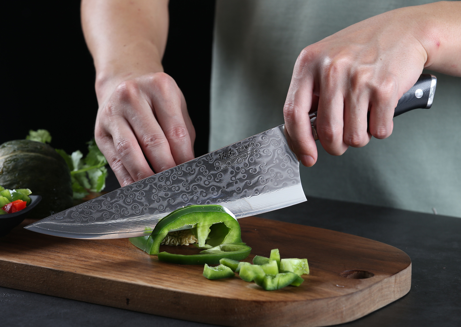 Damascus Clad Kitchen Knife