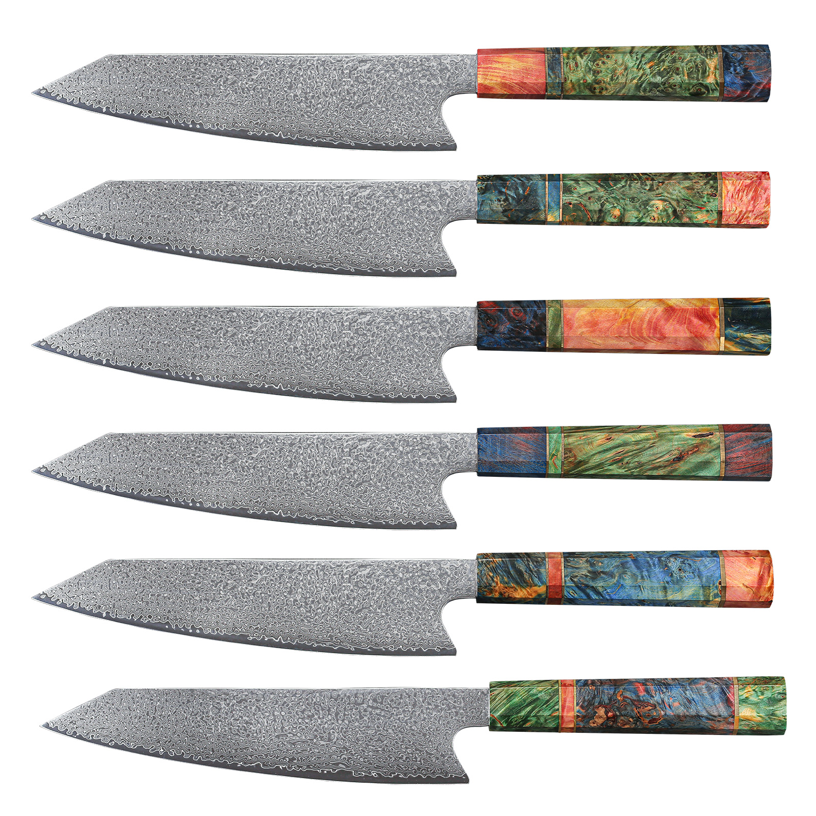 Damascus Steel Japanese Chef Knife Stabilized Wood Handle Kitchen Knives Built to Last 