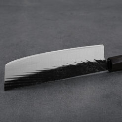 A Nakiri knife is a classic Japanese-style knife that has a straight, symmetrical edge that is most commonly used for slicing, dicing, and chopping vegetables. Its main feature is its straight blade, which encourages a specific style of cutting. Unlike a Chef Knife, which utilizes a rocking motion, the Nakiri is ideal for an up-and-down motion, perfect for celery stalks, carrots, onions, leeks, zucchini, and eggplant. Get the point yet? This knife is perfect for all your vegetable needs!