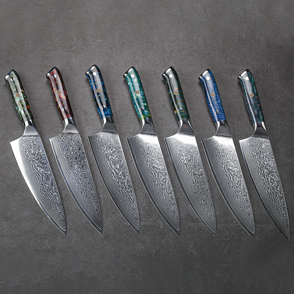 Handmade Damascus Chef Knife Set - Vanguard Series™ VG 10 Steel - 8 Pi