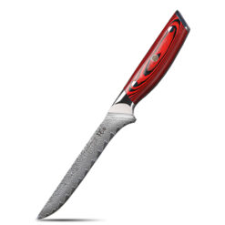 A boning knife is a type of kitchen knife with a sharp point and a narrow blade. It is used in food preparation for removing the bones of poultry, meat, and fish. ... Some designs feature an arched blade to enhance the ease of a single-pass cut in removing fish flesh from its bones.