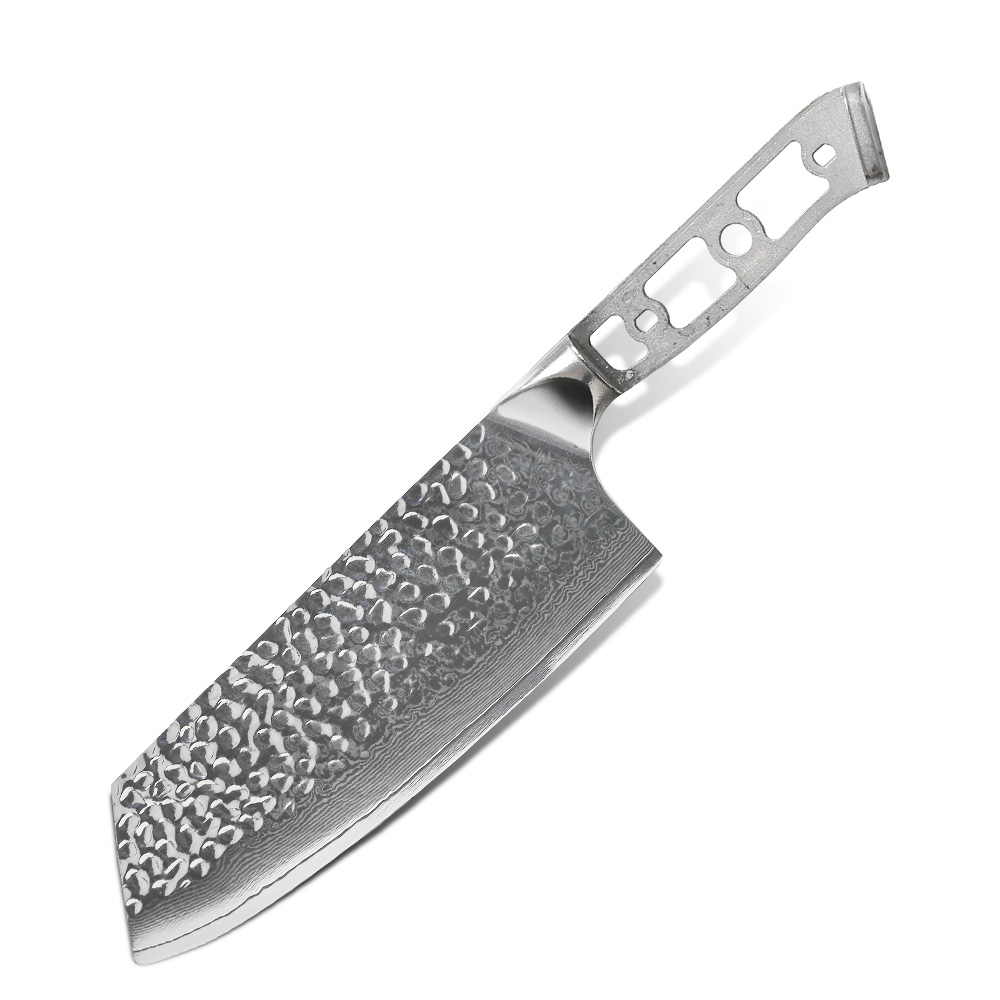 10 Damascus Chef Meat Cleaver with Dark Wood Handle & Leather Sheath, –  White Hills Knives