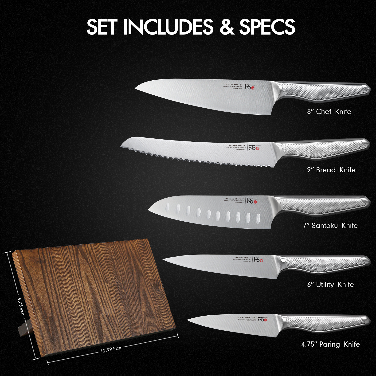 Dropship Professional 6 Pieces Knife Set With Block - Premium German Steel  Chef Knife Set With Hollow Handle to Sell Online at a Lower Price