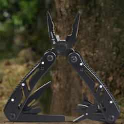 Portable multi-tool plier set with ergonomic handles, screwdriver attachments, and protective pouch