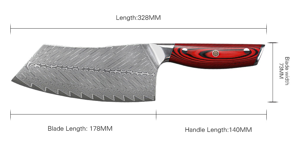 AUS-10 Damascus Steel Vegetable Cleaver