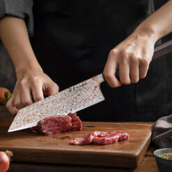 Japanese Kiritsuke Bunka Knife Copper Damascus Steel San Mai Kitchen Knives