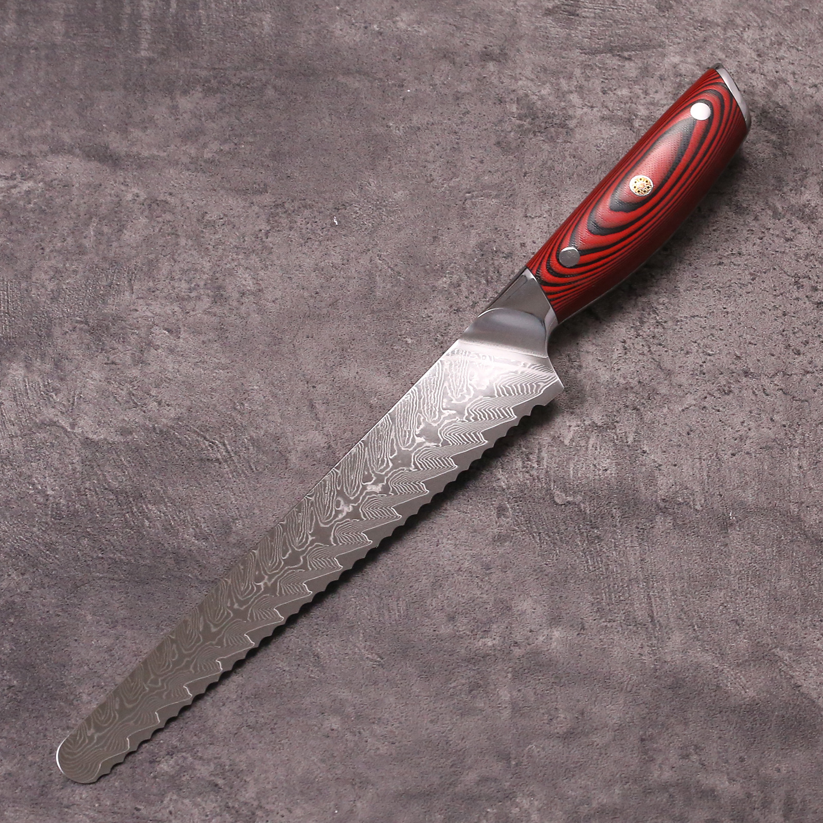Custom Branding Damascus Bread Knife