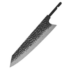 205mm Damascus steel kiritsuke knife blank with Kurouchi Tsuchime finish