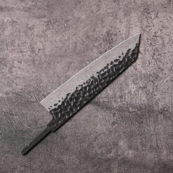 Damascus steel kiritsuke knife blank with pointed tip and straight edge