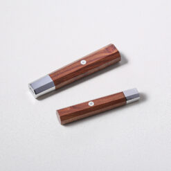 Polished rosewood Japanese knife handle with ergonomic octagonal design