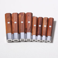 Rosewood Japanese wa handle showing detailed measurements and specifications for knife making