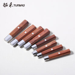 Rosewood Japanese wa knife handle with 304 stainless steel accents, lightweight and durable design