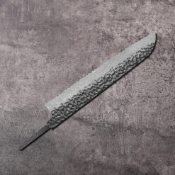 Serrated Damascus bread knife blank, 67-layer steel, designed for wa handle installation