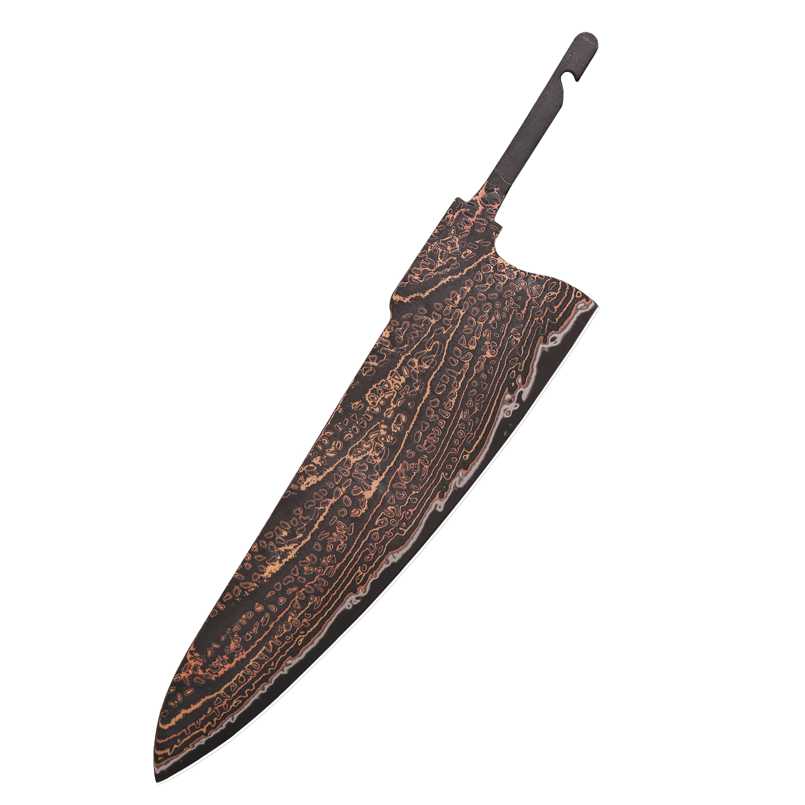 Copper Mai Damascus Chef Knife Blade Blank