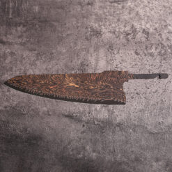 Custom knife making blank, Copper Mai Damascus steel feather design