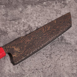 Damascus pattern on nakiri knife blade