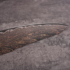 Damascus steel blade blank with copper core highlights for custom chef knives