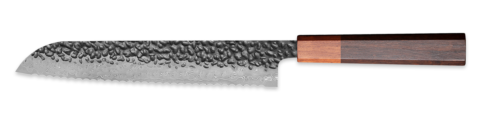 Hammered Damascus bread knife