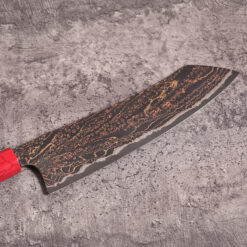 Premium Damascus steel Kiritsuke Bunka kitchen knife with copper highlights