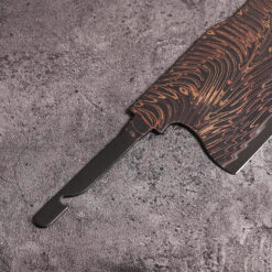 Premium Damascus steel knife blank for custom handle fitting, feather design