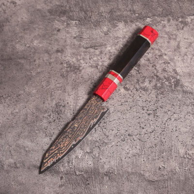 copper mai damascus prep knife 125mm with vg10 steel core