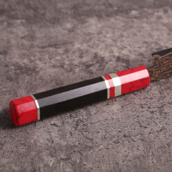 hand-forged damascus prep knife with vg10 core and turquoise accent Handle