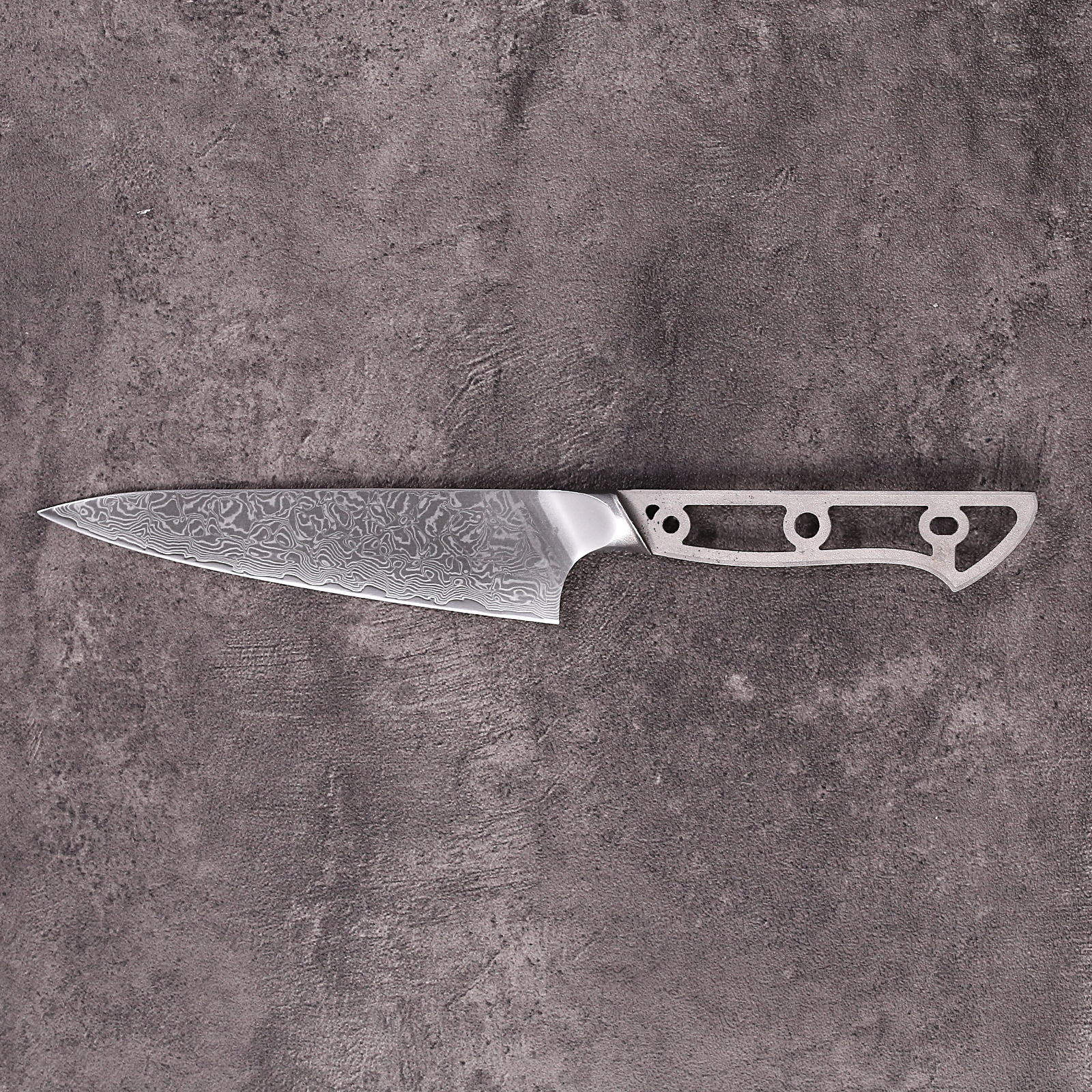 VG10 Damascus utility knife blank close-up