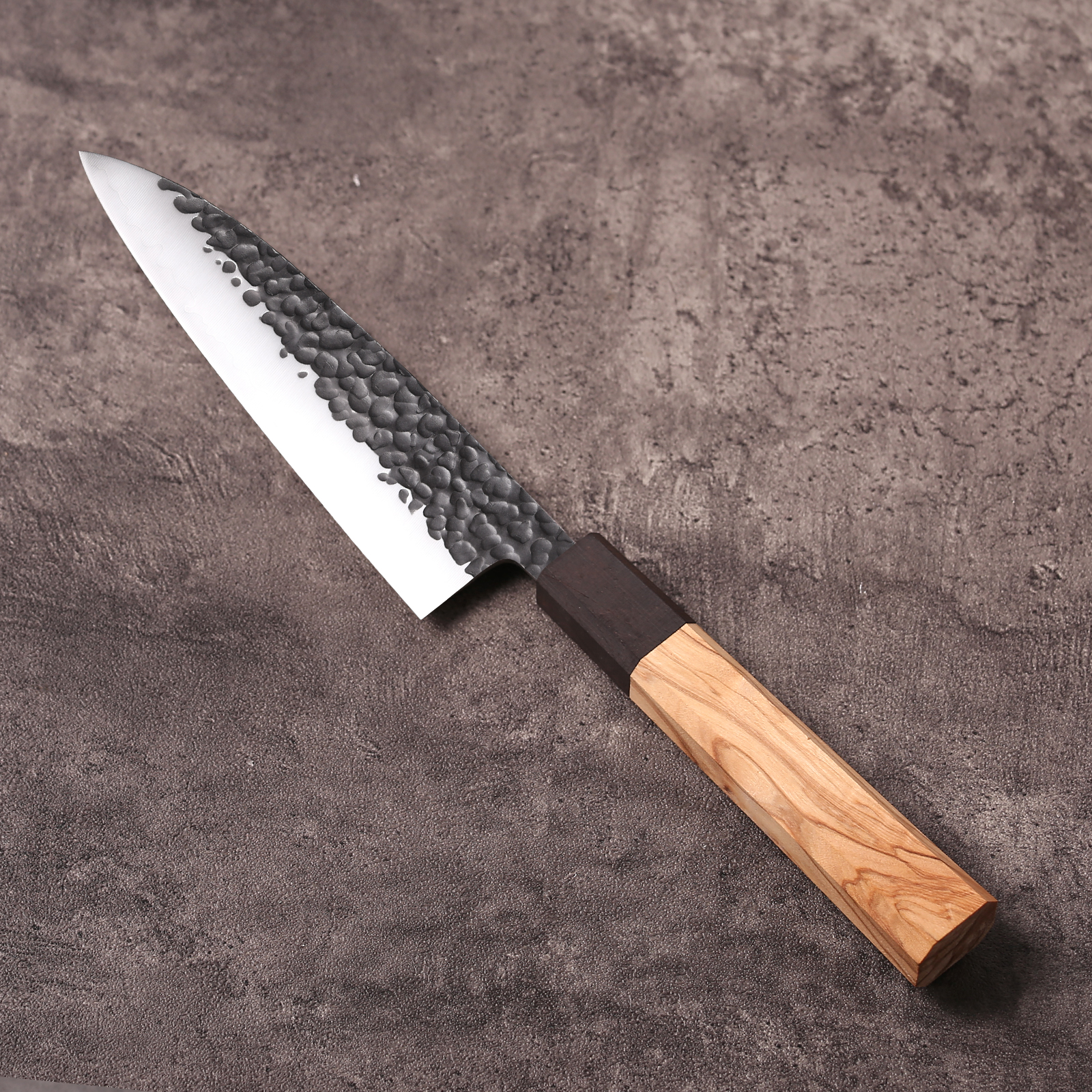 Aogami Blue #2 steel chef knife 166mm with hammered finish