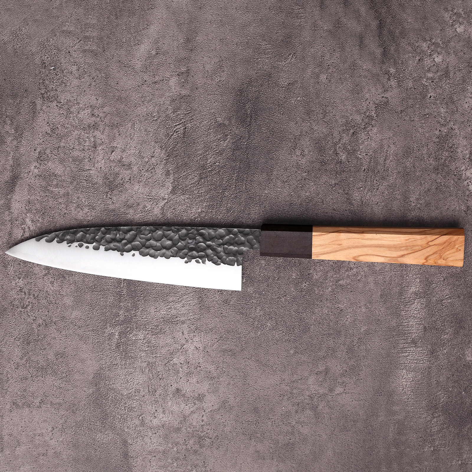 Premium hammered steel chef knife