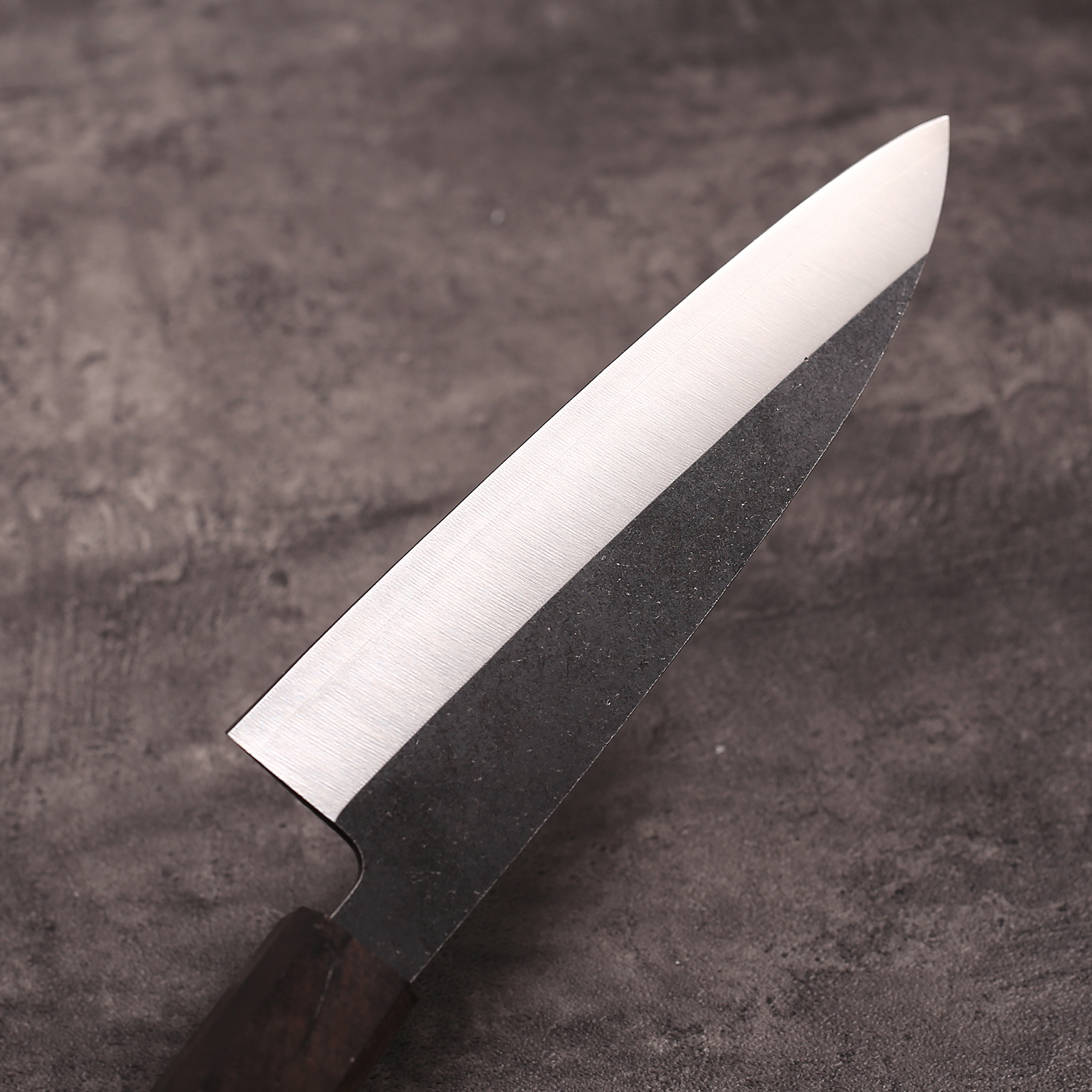 Stone washed blue steel chef knife