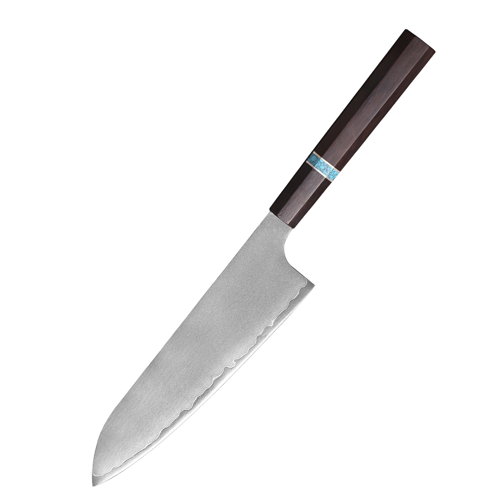 7 inch santoku knife san-mai ebony series ebony wood turquoise handle wholesale