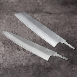 Long Japanese chef knife blank blade with dragonfly maker's mark