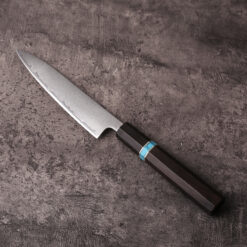 ebony wood turquoise mosaic handle utility knife san-mai ebony series