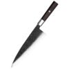 240mm AUS-10 kurouchi chef knife with 65mm tall blade and octagonal dark wood handle