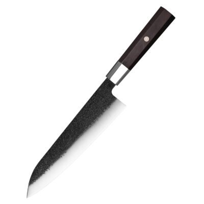 AUS-10 single-layer gyuto chef knife with kurouchi blade