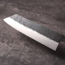 Angled view of AUS-10 kiritsuke chef knife