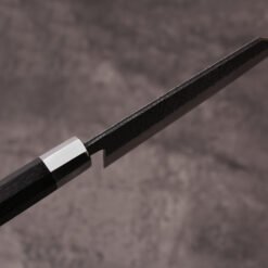 Detail of 304 stainless ferrule and 2.5mm blade spine on 5 inch K-Bunka knife